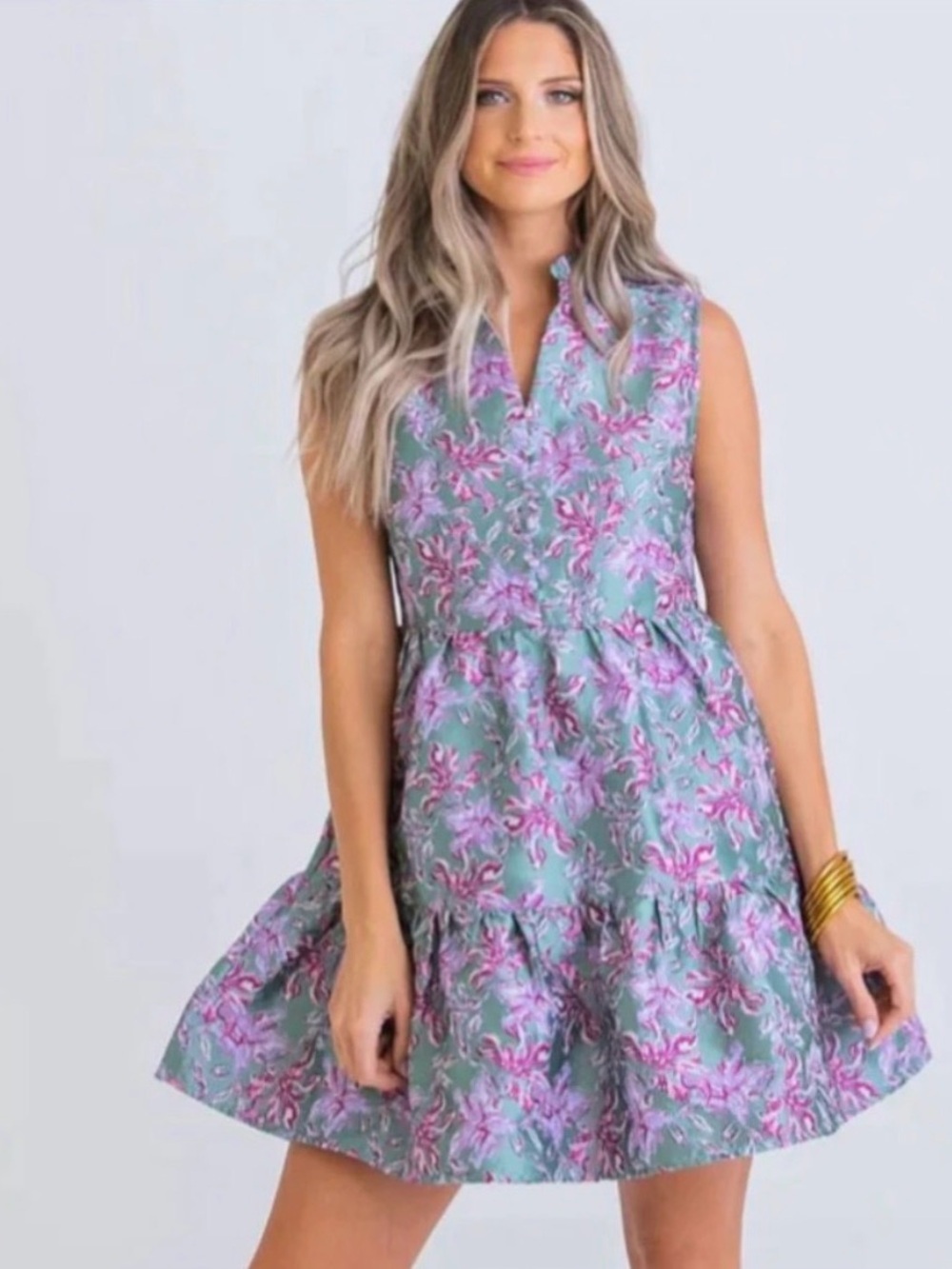 NWT! Anthropologie Karlie Floral Tier Tapestry V-Neck Dress Size Medium